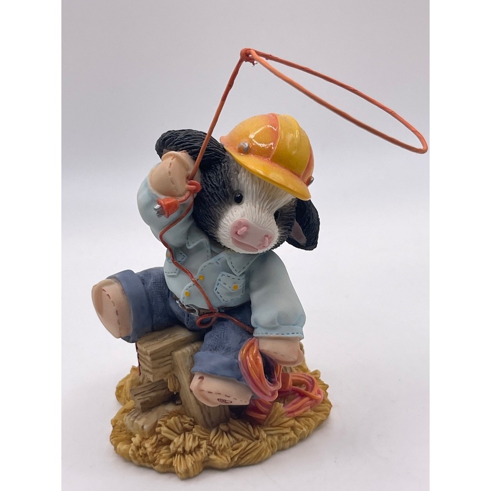 Mary's Moo Moos Herd Worker Cow Figurine Hard Hat 1998 Enesco 461342 Mary Rhyner